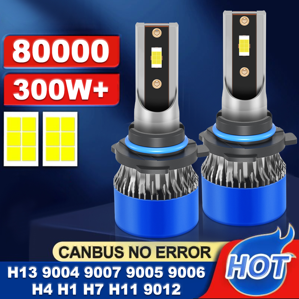 80000LM 9012 HIR2 Canbus LED ヘッドライト 300 ワット H1 H4 H7 H11 9005 HB3 9006 HB4 車のライト電球 6000K ホワイトターボオートランプ 12V 24V