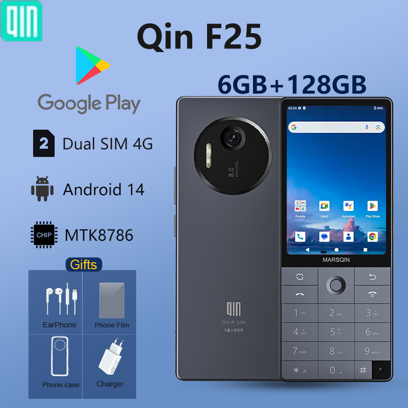 新しい秦スマートフォン F25、Google Play、Android 14、デュアル SIM カード、6GB 128GB、2700mAh、WIFI Bluetooth、タッチ 3.54 インチ画面、MTK8786
