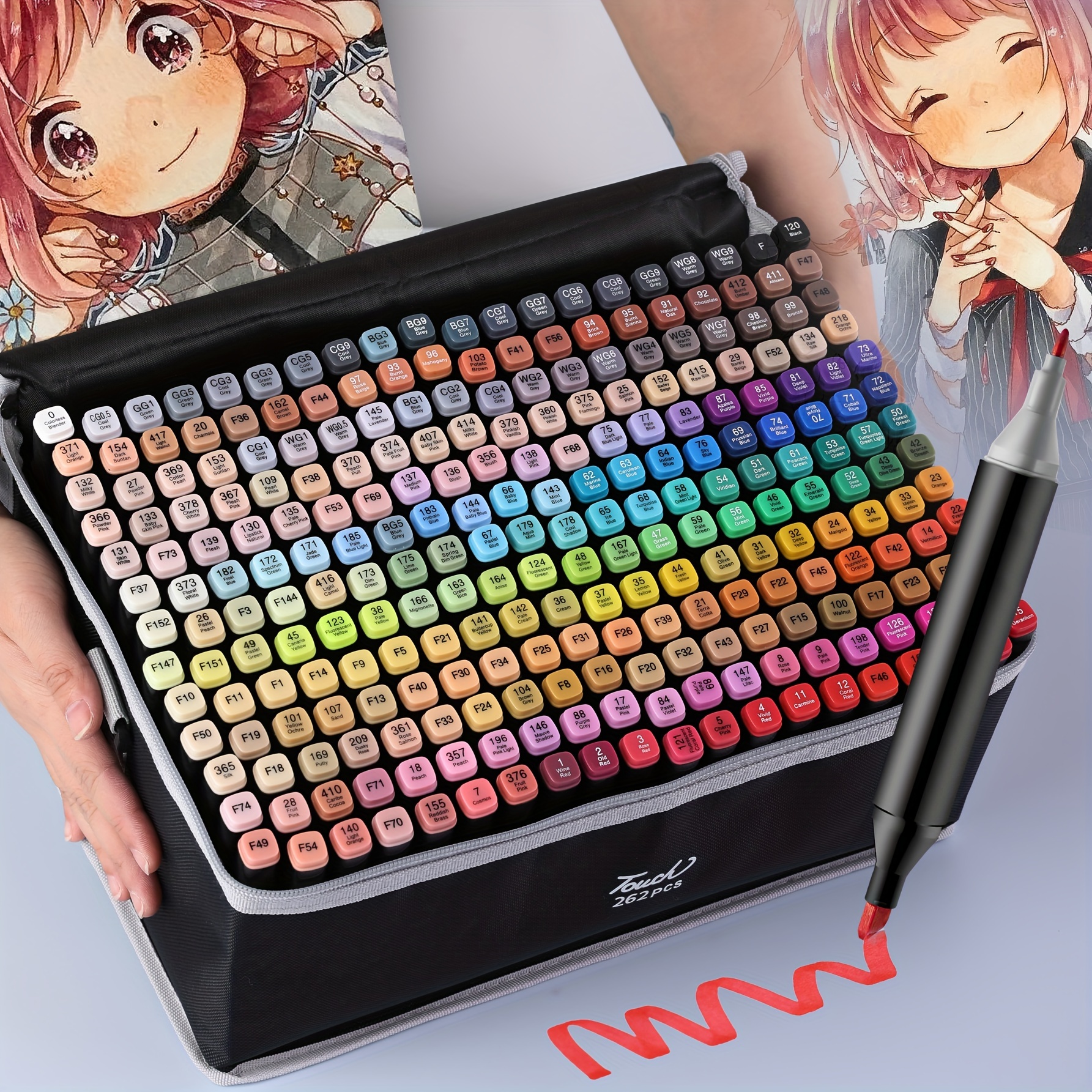 24-262 色アルコール描画マーカーデュアルチップ永久アートスケッチマーカーイラスト学校提供
