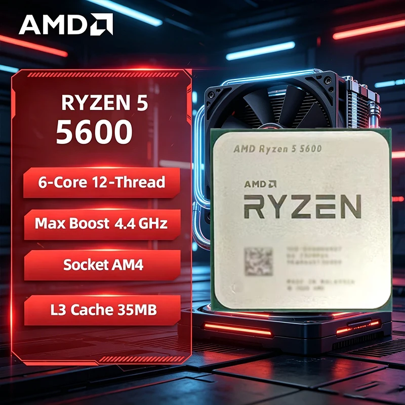 AMD Ryzen 5 5600 ロック解除デスクトップ CPU 6 コア 12 スレッド 3.5 GHz ゲーム プロセッサ ソケット AM4 パッケージなし