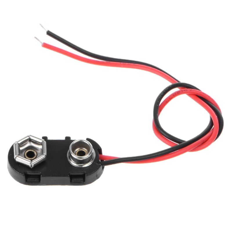 PP3 9V バッテリー クリップ コネクタ I タイプ 錫メッキ リード線 150mm 黒、赤