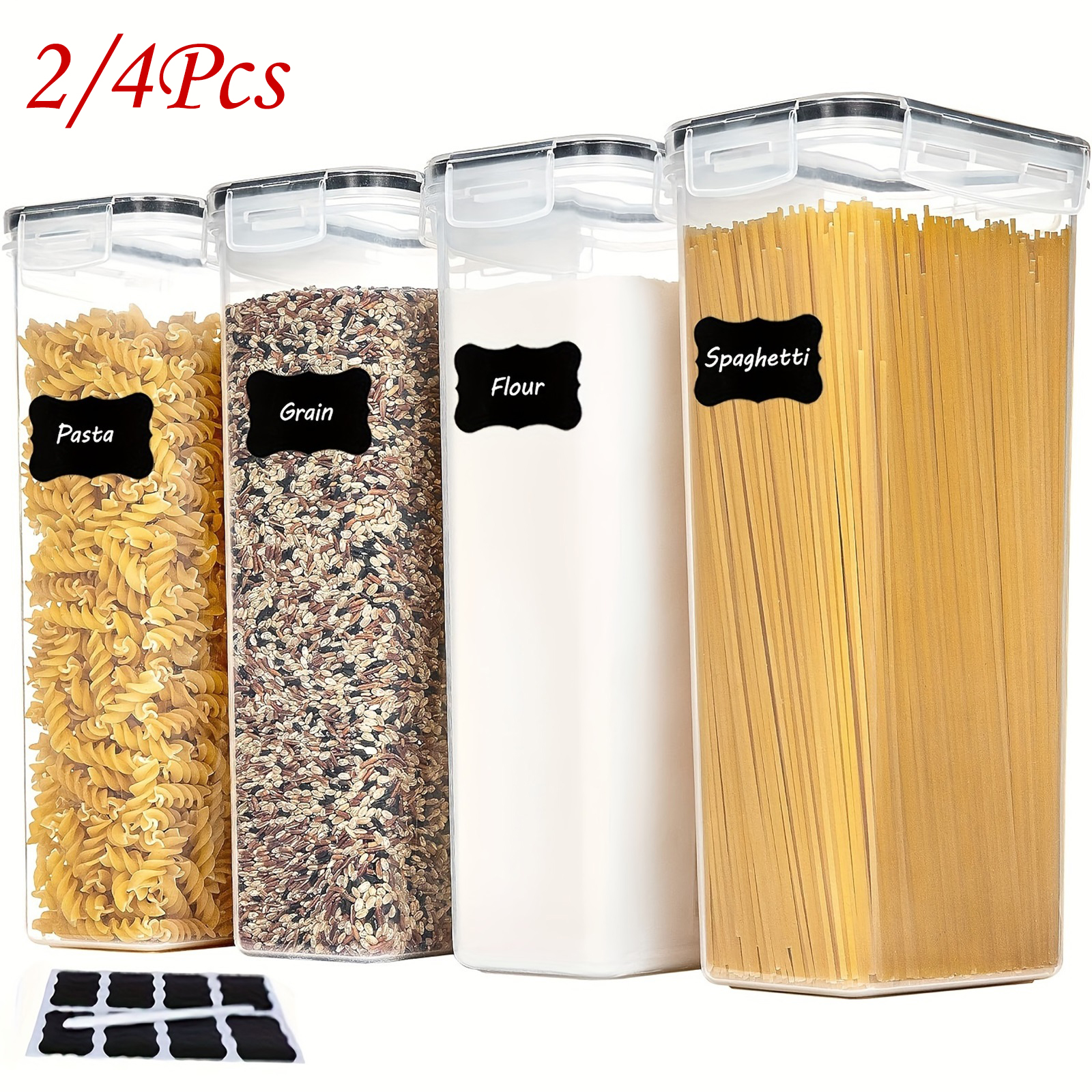 蓋付き密閉食品保存容器、パントリーの整理と保管用の2/4個2.8Lパスタ容器、BPAフリーキッチン