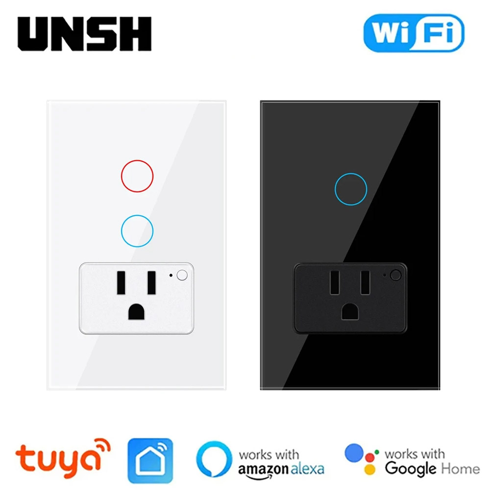Tuya WiFi スマートライトスイッチメキシコ米国壁ソケット米国米国プラグコンセントガラスパネルスマートライフサポート Alexa Google ホーム