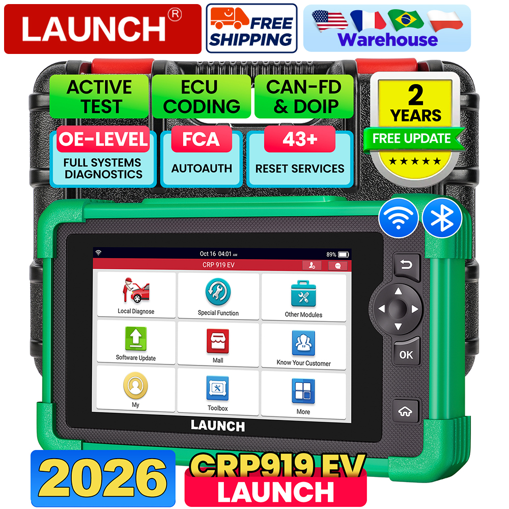 LAUNCH X431 CRP919 EV New Energy Car Diagnostic Tools CAN FD DOIP OBD Scanner All System 43+ Reset ECU Coding Bidirectional