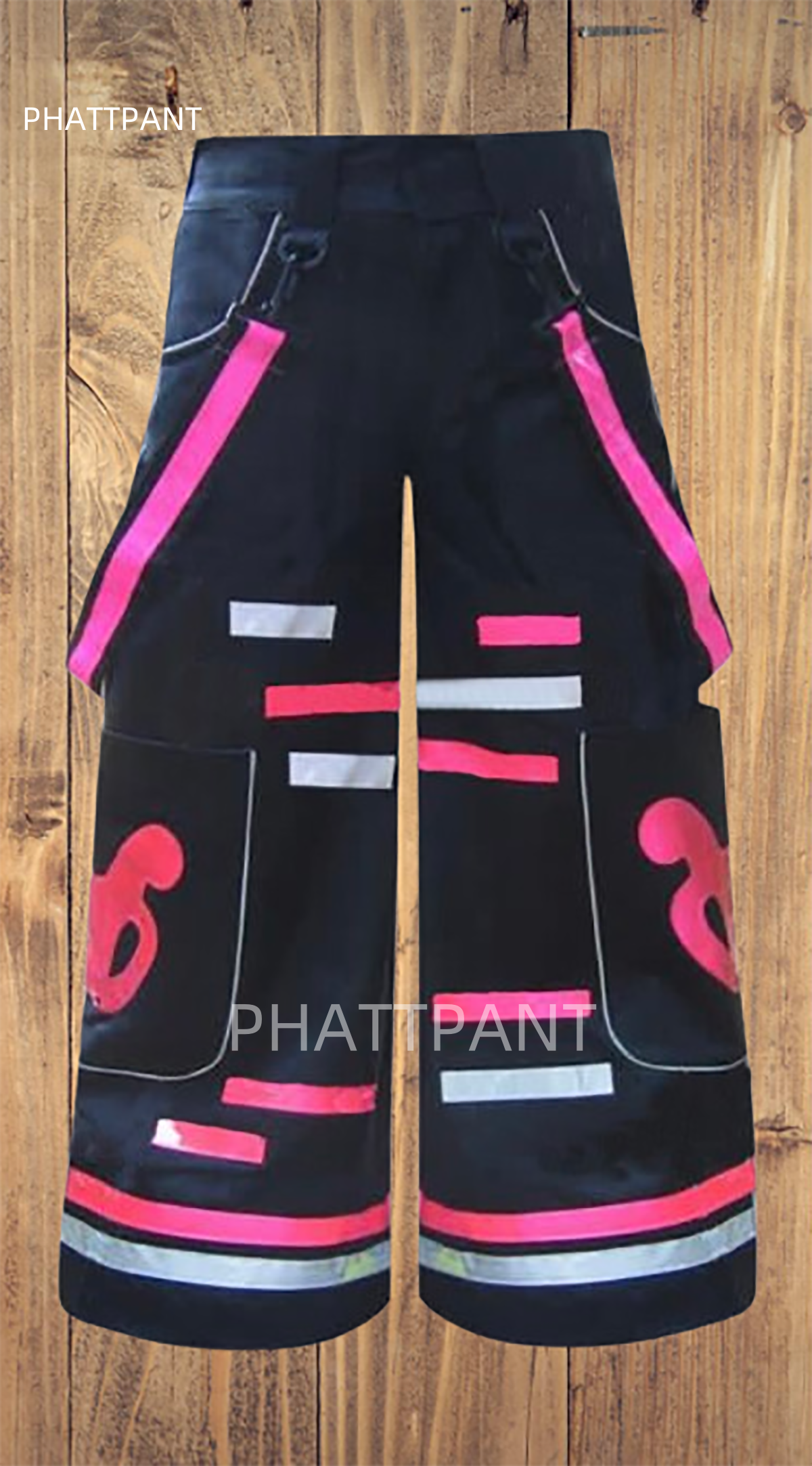 PHATTPANT シャッフル パンツ ゴースト ダンシング クール リフレクティブ ストリップ パンツ ルミナス メルボルン シャッフル ファット パンツ レイバー バニー ピンク ホワイト