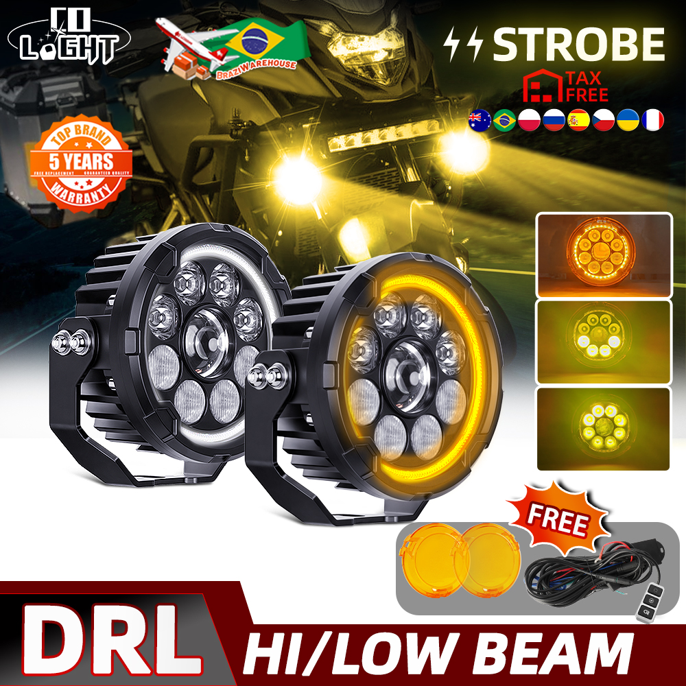 CO LIGHT 5 インチオートバイヘッドライト白黄色高低ビーム LED 作業フロントライトバイクフォグランプスクーターオフロード使用