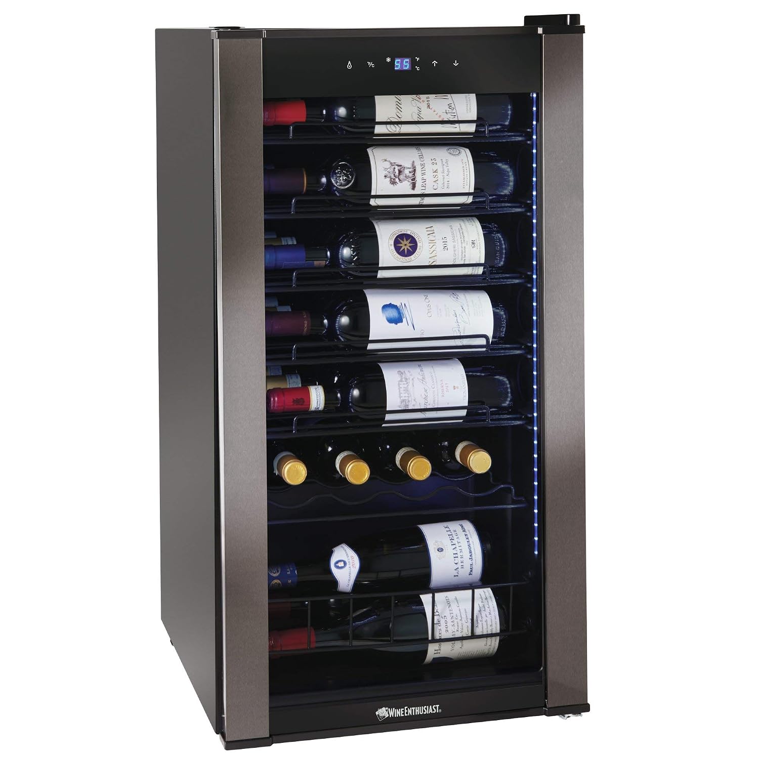 VinoView 28ボトルワイン冷蔵庫 - マトリックス棚付き自立式冷蔵庫、調節可能な39-65°Fサーモスタット、ダブル、カスタム