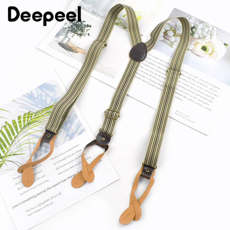 Deepeel 2.5*110 センチメートルレトロ大人メンズサスペンダーボタン Y 字型ユニセックスブレース調整弾性滑り止めストラップパンツ男性付けろ