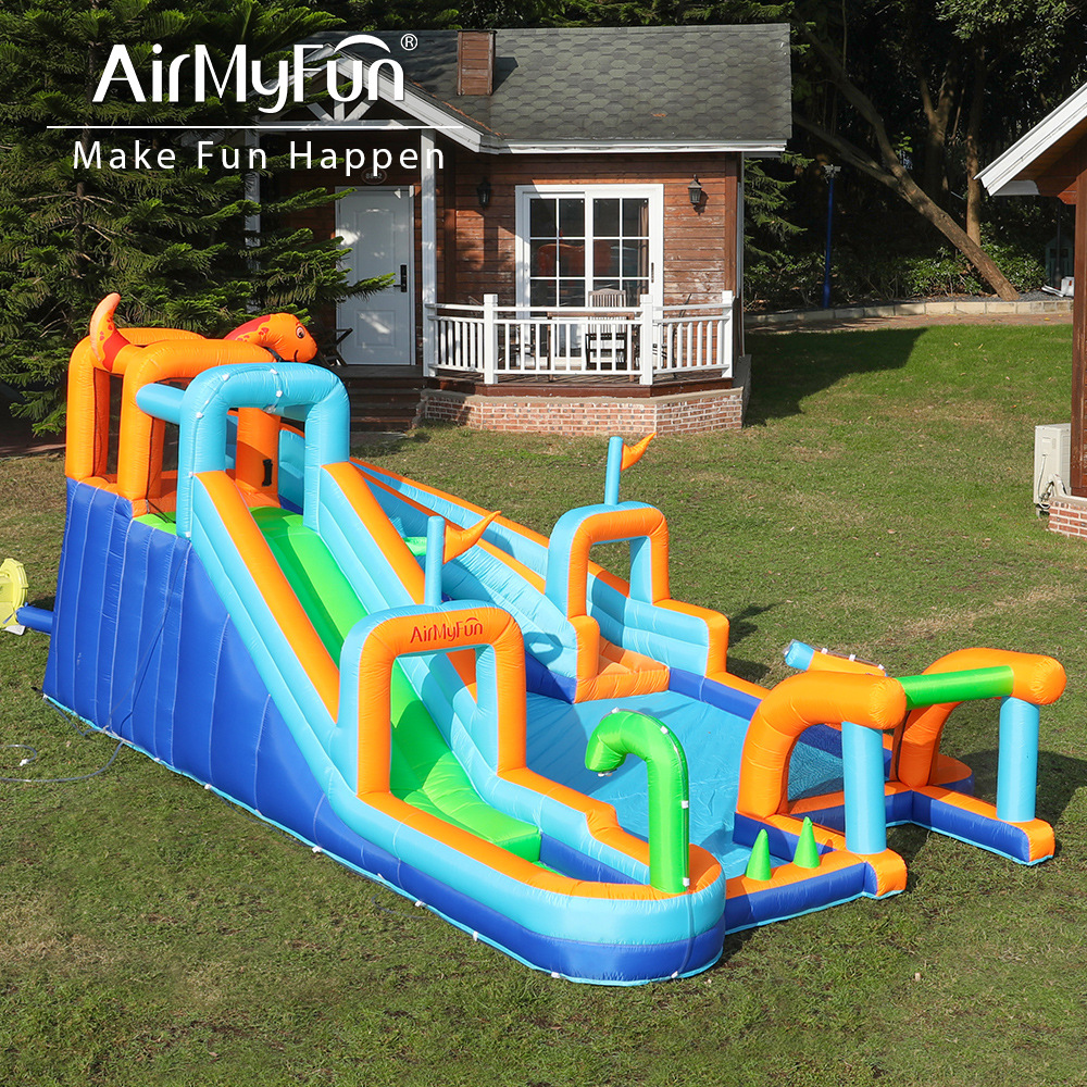 AMF 子供用インフレータブルウォータースライドミニバウンスハウスホームインフレータブルスライド遊び水インフレータブル城屋内波プール
