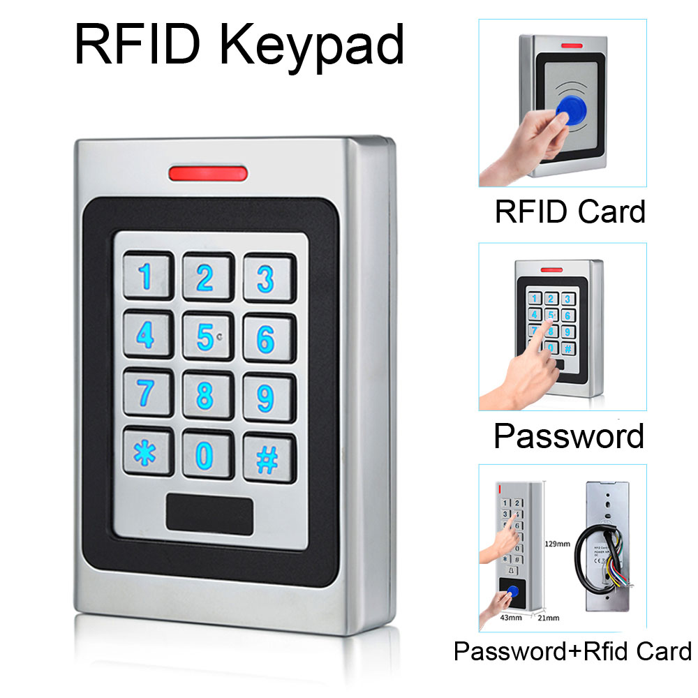 DC 10-24V Rfid ドアアクセス制御システム IP67 防水金属キーパッド亜鉛合金近接カードスタンドアロンキーボード 2000 ユーザー