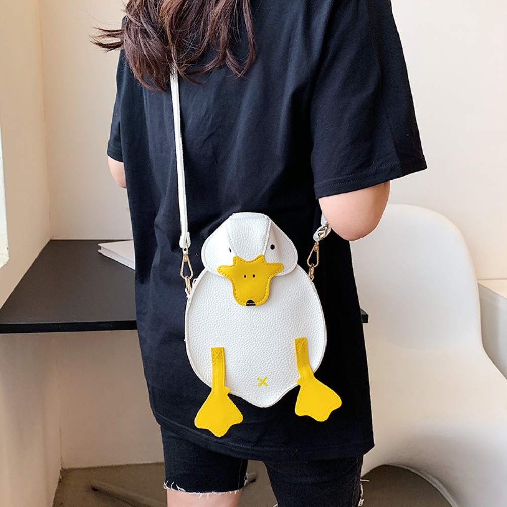 ファッションコントラストカラーアヒルの形バッグ Pu レザージッパー漫画アヒルバッグかわいいクリエイティブクロスボディバッグ女の子