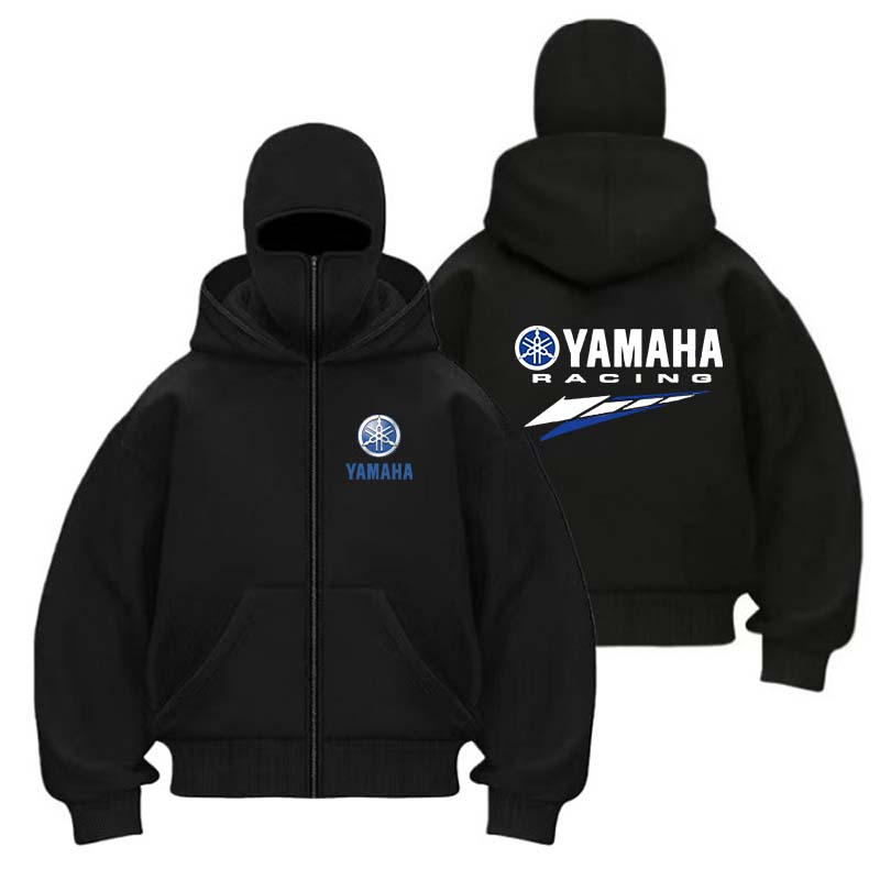 ヤマハロゴ秋冬の売れ筋メンズジッパーダブルキャップスポーツウェア、女性のアウトドアファッションカジュアルスポーツシャツ