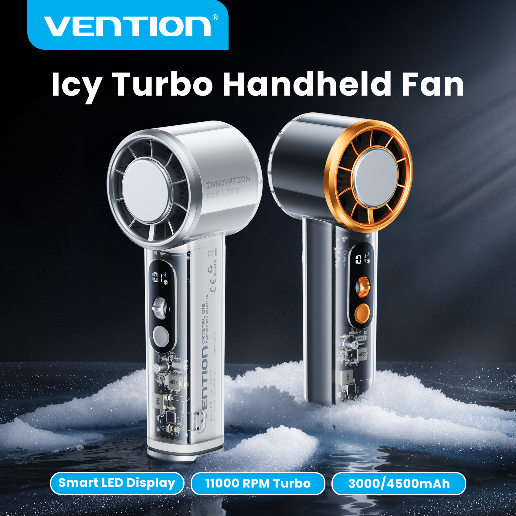 Vention 超電導冷却ハンドヘルドファン 11000 RPM ブラシレスモーター 100 高速 LED デジタルディスプレイ屋外キャンプファン