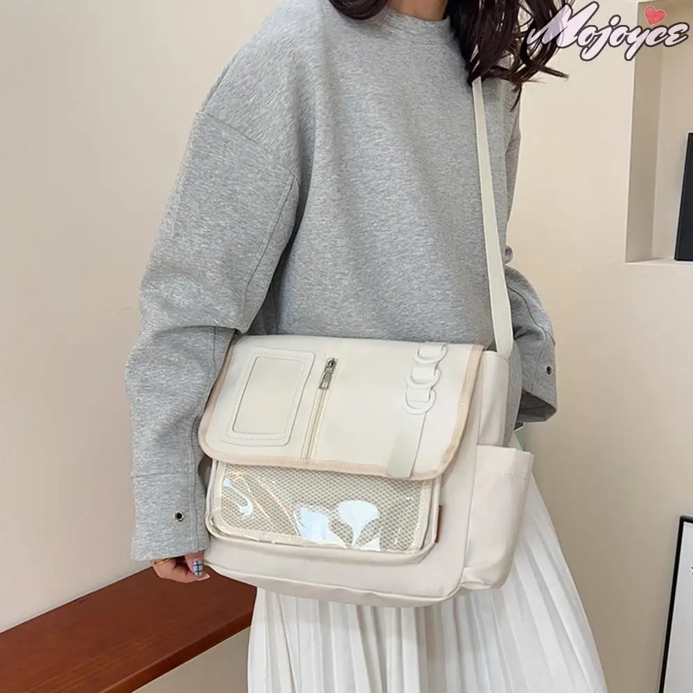 ファッション Y2K 日本クロスボディバッグ軽量透明 Itabag 十代のカジュアルスクールバッグ女の子無地ショルダーバッグ
