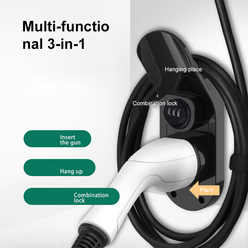 EV 充電器タイプ 2 ホルダーロック付きハングケーブルフック​​電気自動車壁マウント充電器ブラケットコネクタ