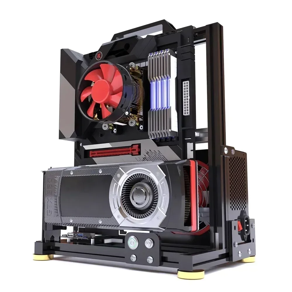 DIY ITX MATX ATX オープン PC ケースフレームラック、MOD 創造性デスクトップ水/空気クーラーゲームキャビネット