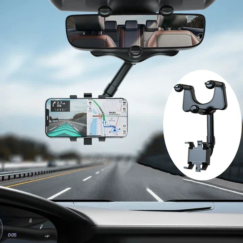 バックミラー電話ホルダー車 360 回転電話マウント安定したグリッパースマートフォンナビゲーションブラケット iPhone Samsung Xiaomi 用