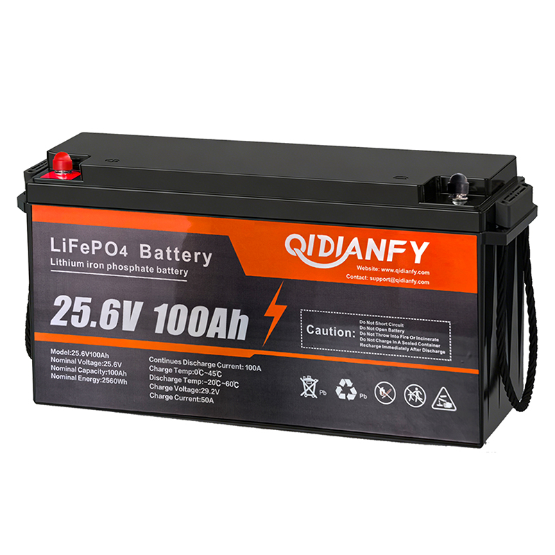 Qidianfy 24V 100Ah/200Ah LiFePO4 リチウムバッテリー 100A BMS 2560Wh 電源付き ソーラーオフグリッドホームバックアップエネルギーストレージ RV フィッシング用