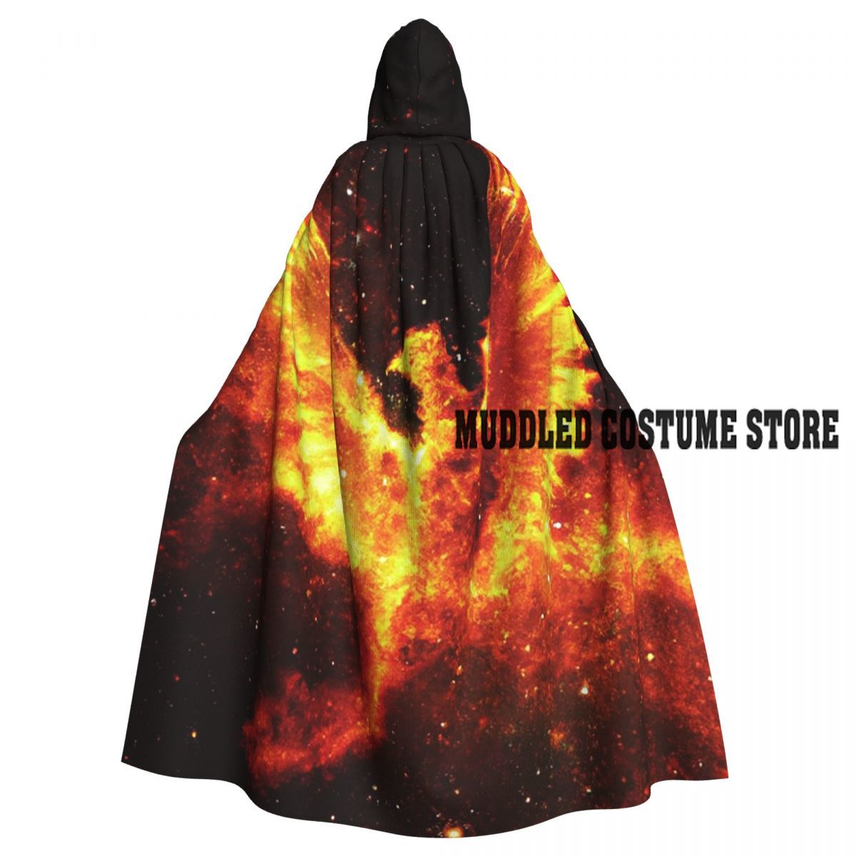宇宙の炎のフェニックスロングフード付きマント魔女中世の衣装コスプレケープハロウィンコート大人ユニセックス