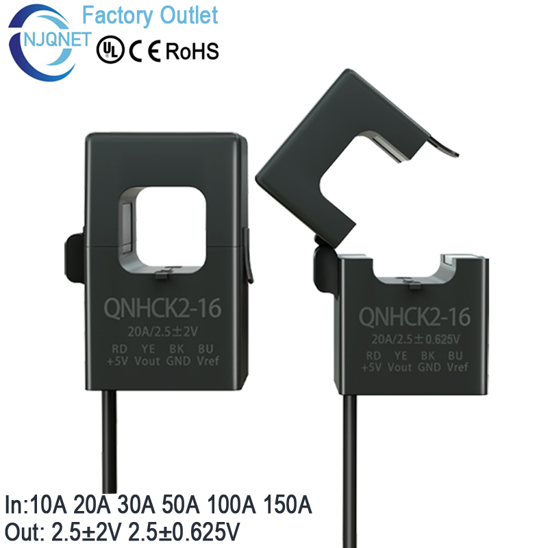 2.5V 2V ホール効果 DC 電流トランスデューサ QNHCK2-16 10A 20A 30A 50A 100A クランプ CT トランス分割コア電流センサー HSTS016L