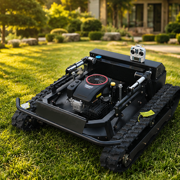 カスタマイズ可能なリモートコントロールクローラ芝刈り機、重い草の高速切断、安定したパフォーマンス屋外作業用