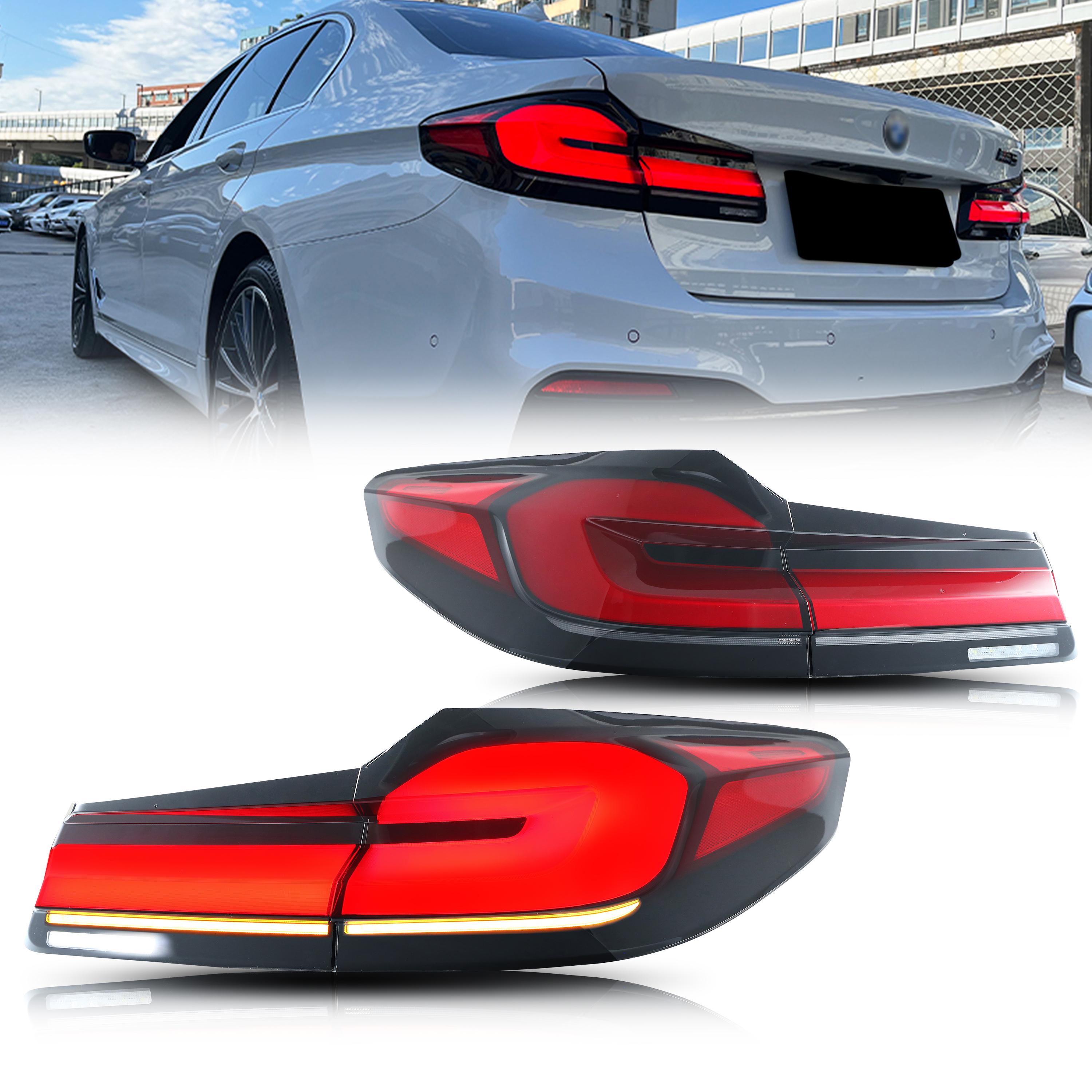 LED フェイスリフトテールライト BMW G30 F90 M5 5 シリーズ 2017-2020 シーケンシャルターンシグナルリアランプアセンブリ