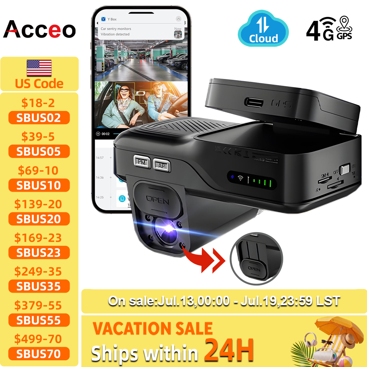 4G LTE ドライブレコーダー リモート ライブビュー 車 DVR 双方向トーク フロントおよび内側レンズ GPS 24/7 駐車 IR ナイトビジョン 車用セキュリティカム