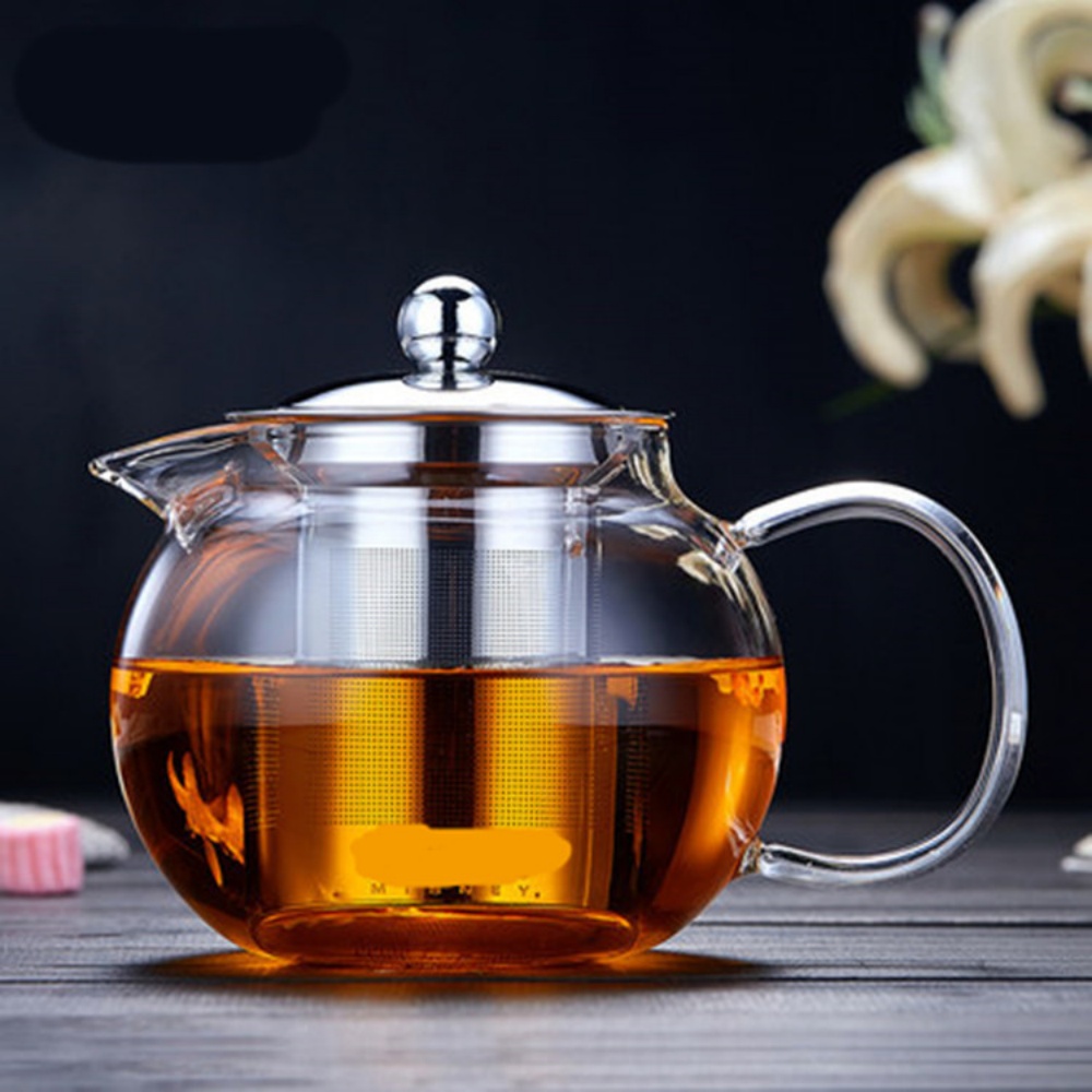プーアルカンフー茶、ホームオフィスカフェ用ストレーナー付き耐熱高ホウケイ酸ガラスティーポット