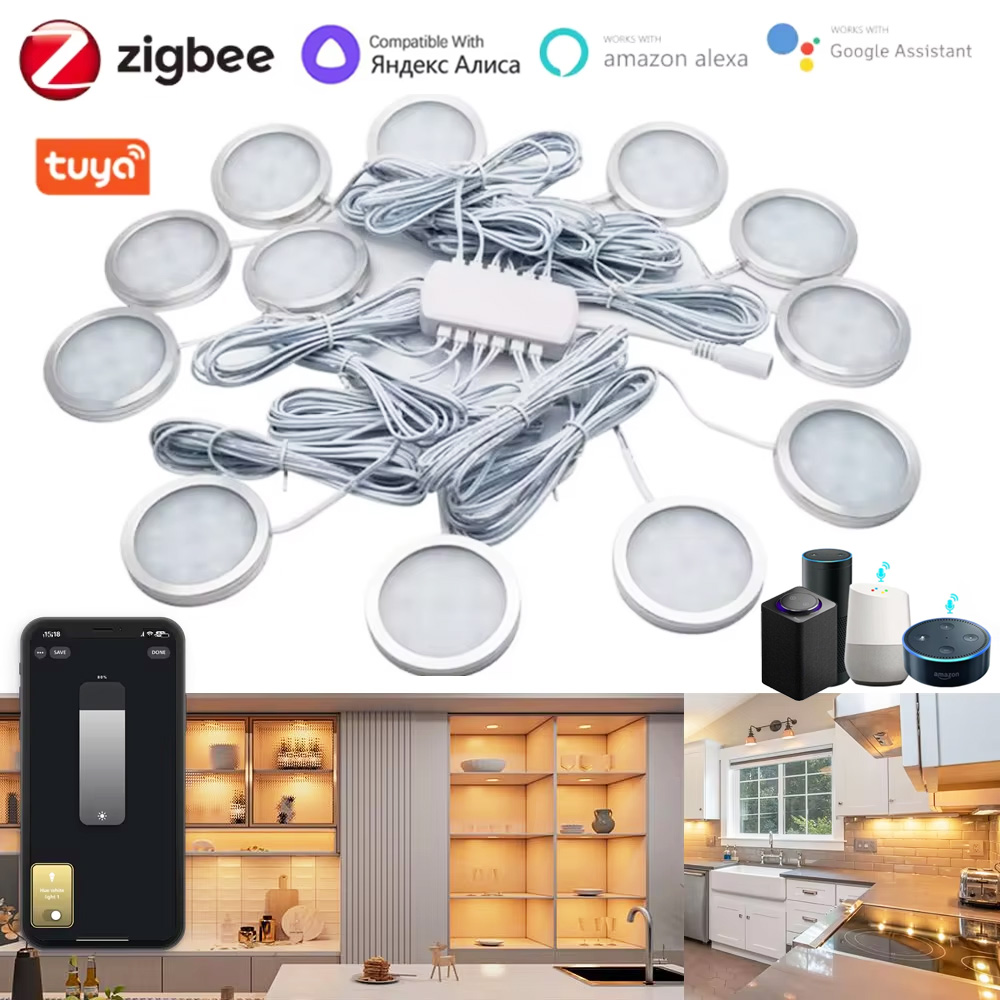 Tuya Zigbee 3.0 スマート LED アンダーキャビネット照明調光可能なパックライトフルキットキッチンクローゼットワードローブライト寝室の装飾