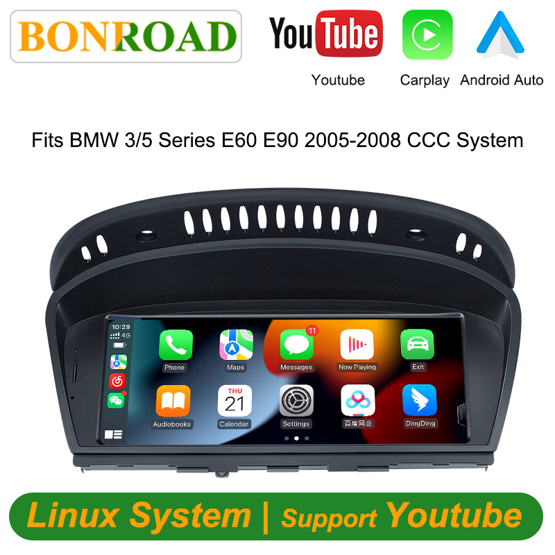 Bonroad 8.8 インチワイヤレス Apple CarPlay Android 自動 BMW 3/5 シリーズ E60 E61 E62 E63 E90 E91E92 E93 CCC Youtube