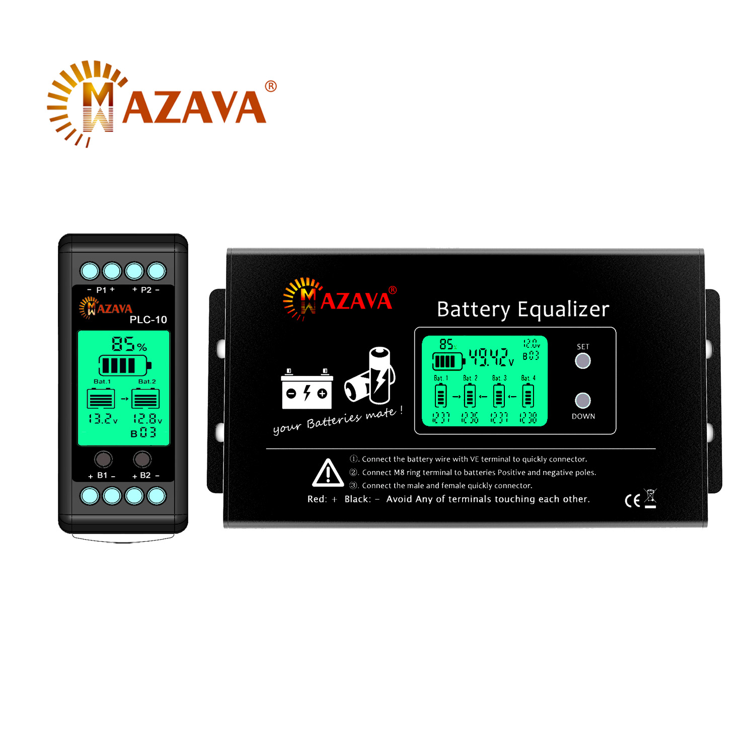 MAZAVA PLC-10 HX02 バッテリーバランサー 2S 4S 12V 24V 36V 48V 96A アクティブ LCD 鉛酸リチウムリチウムイオン LiFePO4 バッテリーイコライザーモニター