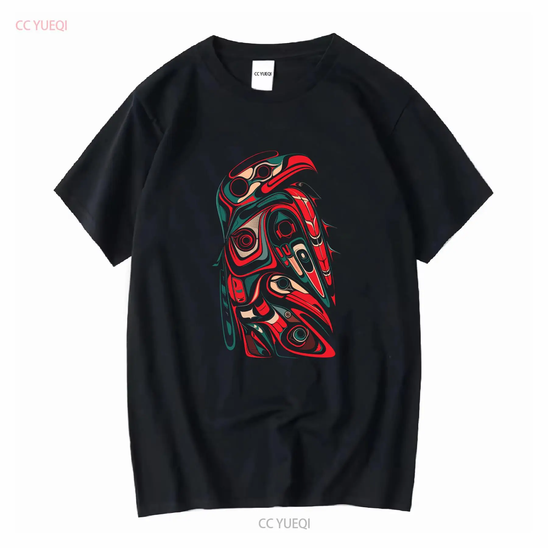 先住民部族イーグル T シャツ太平洋岸北西部ネイティブ アート ハイダ トリンギット レイブン デザイン文化的精神動物ヴィンテージ洗浄