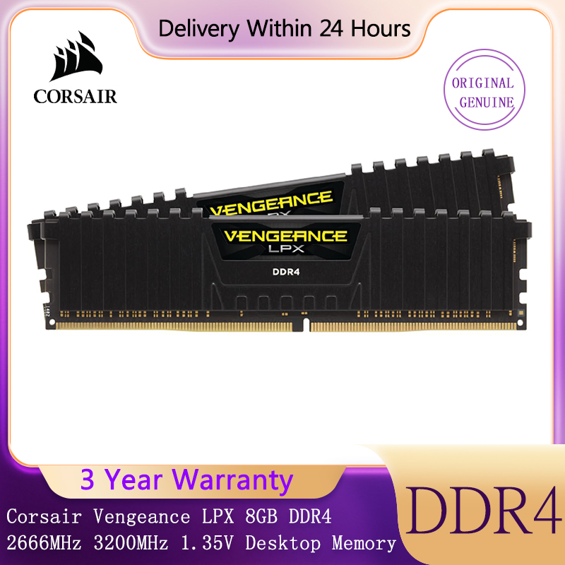 Corsair Vengeance LPX 8GB DDR4 3600MHz 3200MHz 2666MHz 2400MHz 1.35V デスクトップ メモリ XMP2.0 ブラック