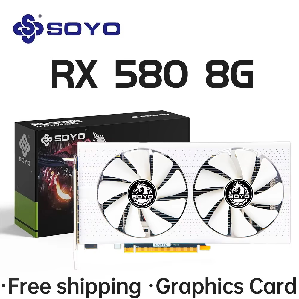 SOYO RX580 8G グラフィックカード AMD Radeon GDDR5 メモリ搭載 ビデオゲーミングカード RX 580 デスクトップコンピュータコンポーネント