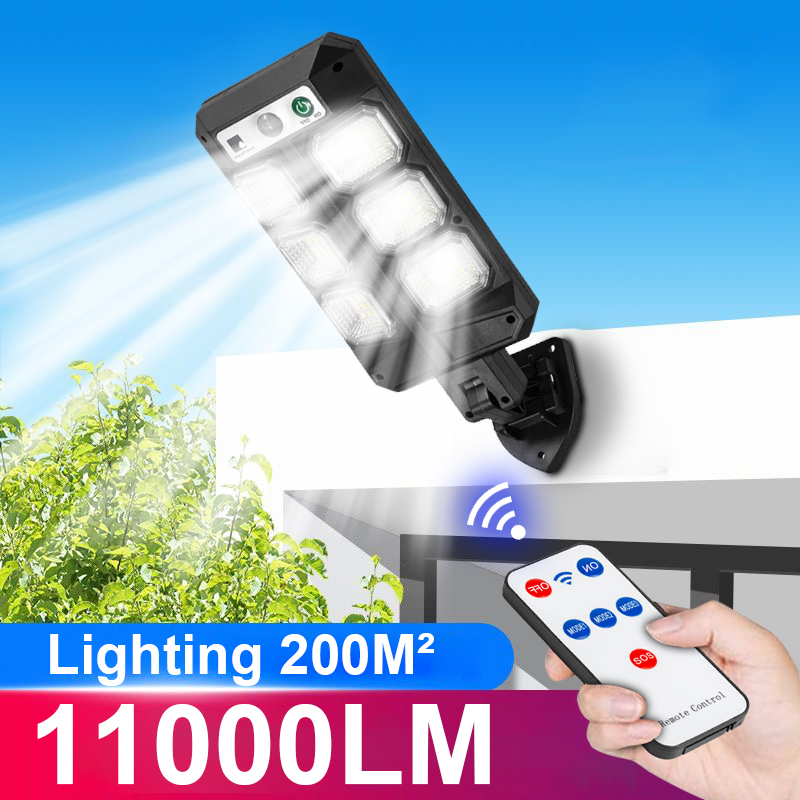 110000LM High Power Outdoor Solar Light Powerful Solar Wall Street Lamp 200² Lighting IP65 Waterproof Solar LED Lamp With Sensor