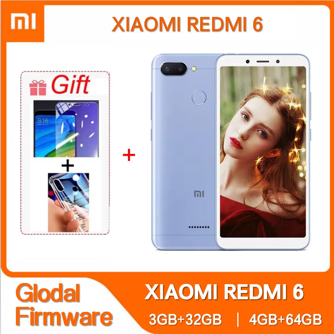 グローバル Rom オリジナル Xiaomi Redmi 6 4 ギガバイト 64 ギガバイト 3000 mAh セルラー googleplay 指紋オクタコア 6.6 インチ 4 グラムスマートフォン中古電話