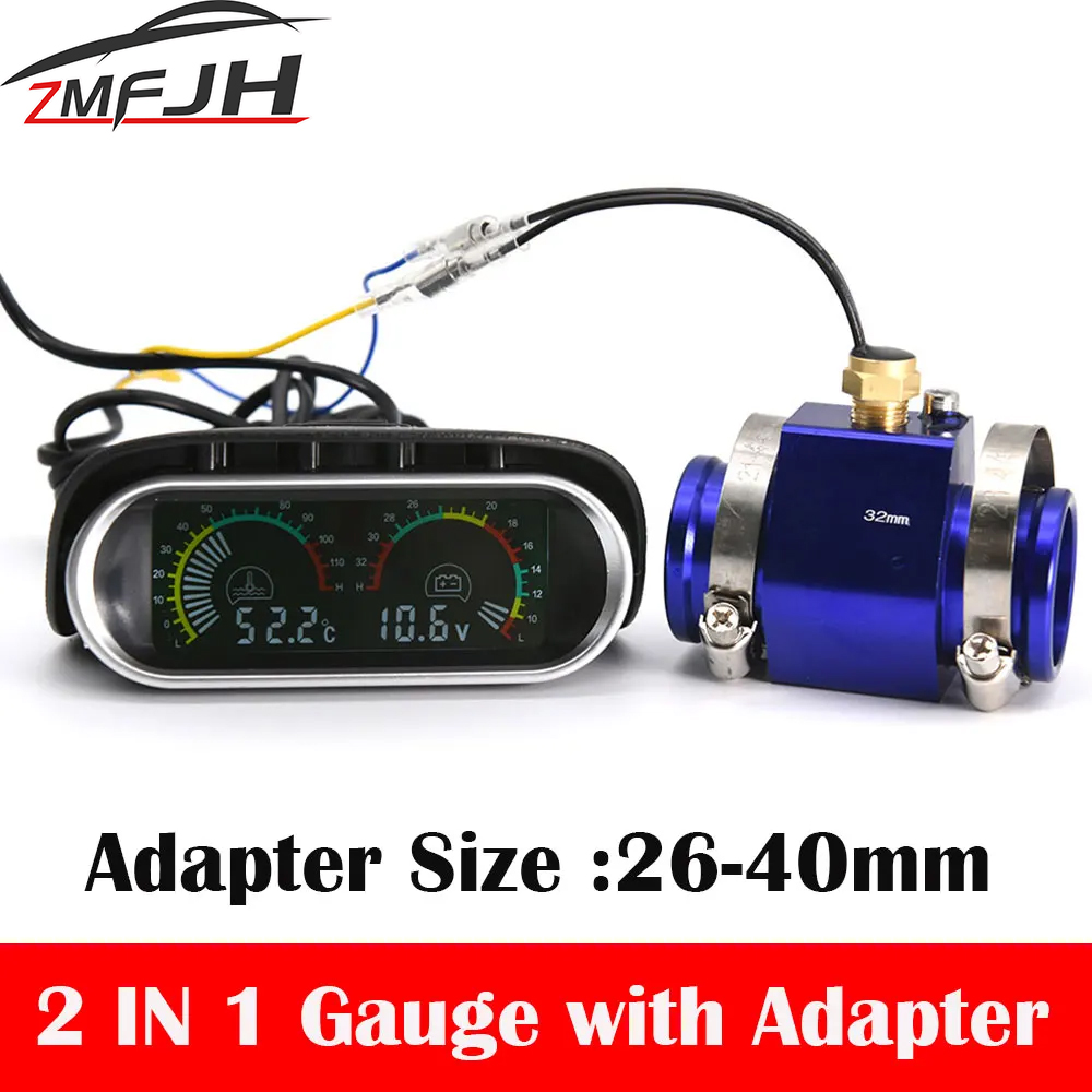 2 で 1 液晶デジタル車のトラック水温計 1/8 NPT 温度センサー Temperatura モト電圧計ボルト電圧計 12V 24V