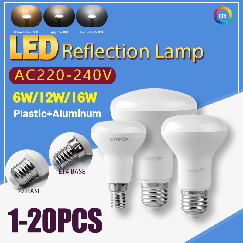 1-20 個 LED 電球 E27 E14 R50 R63 R80 バスランプキノコ電球 AC 220V 240V 6W 10W 12W 非ストロボ温白色光 3000K 6000K