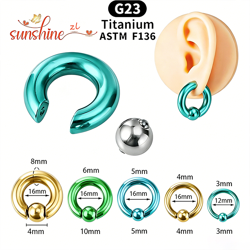 1 個 ASTM F136 チタンヒンジセグメントフープイヤリング大サイズ鼻リング 10G-0G 2 ミリメートル-10 ミリメートルシームレスラブレットリップボディピアス