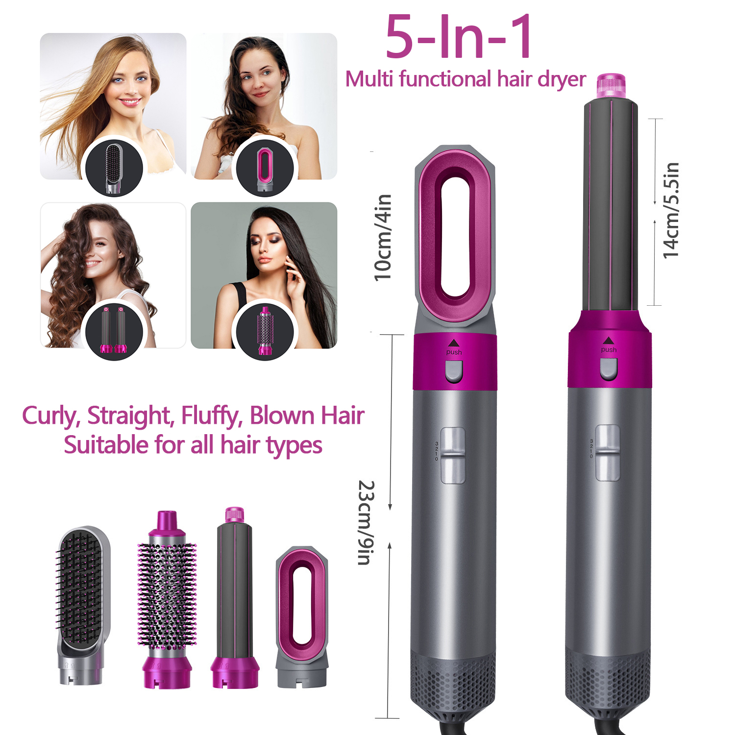 高品質の新しいスタイリングセット 5-in-1 ヘアアイロンブラシ熱風コームストレートヘアアイロン美容師/スタイリストアクセサリーギフト