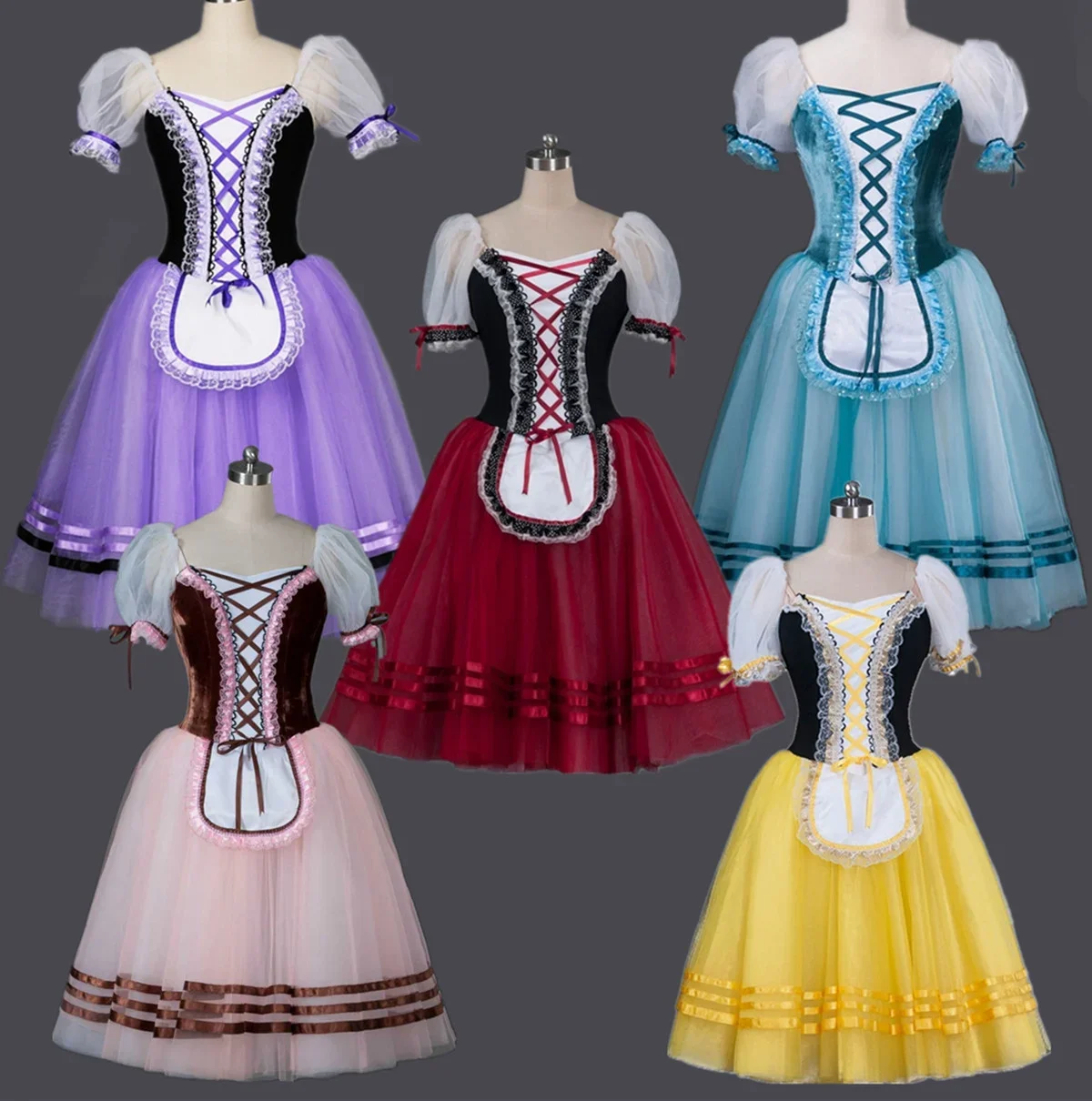 赤ジゼルバレエダンスバレリーナチュチュドレス女の子女性ステージパフォーマンス衣装ロングバレエダンスドレス
