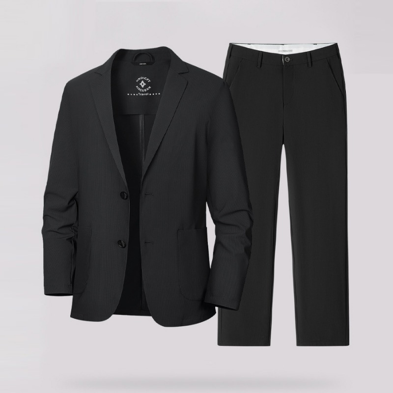 KIDWHXR 夏の男スーツ衣装薄型通気性日焼け止めブレザー男性ストレートレッグパンツ男性ビジネスカジュアル 2 点セット