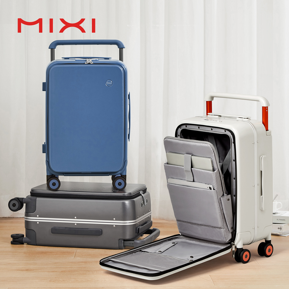 Mixi 新デザインワイドハンドルスーツケース男性機内持ち込み荷物女性旅行トロリーケース 20 インチキャビン PC アルミフレーム M9275