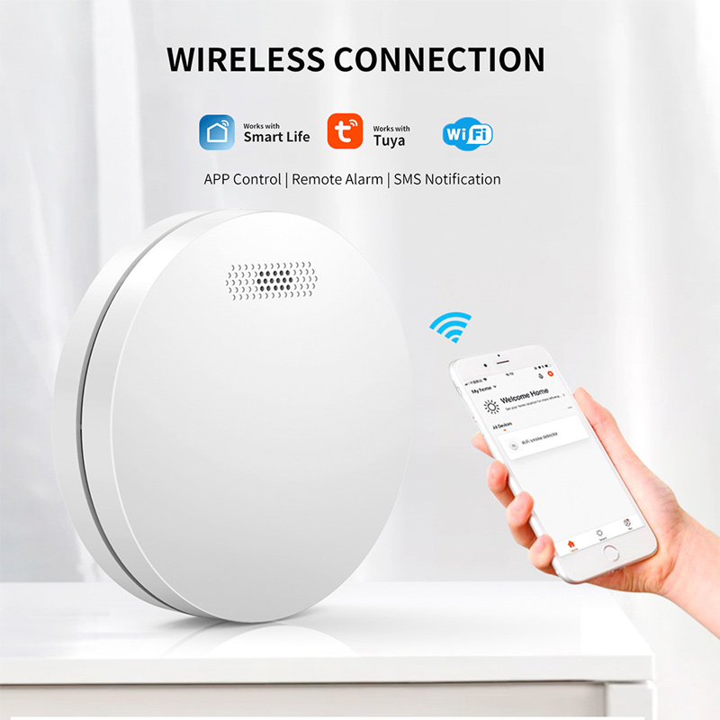 落書き家庭用スマートワイヤレス煙センサーアプリ Tuya WiFi 検出可聴および視覚火災探知機インテリジェントサウンドライト