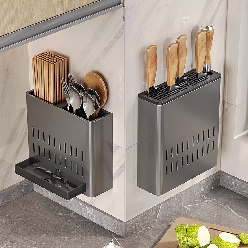 銃灰箸ホルダー収納ボックスキッチン家庭用壁掛けスプーン棚壁排水フリーパンチ箸ケージ