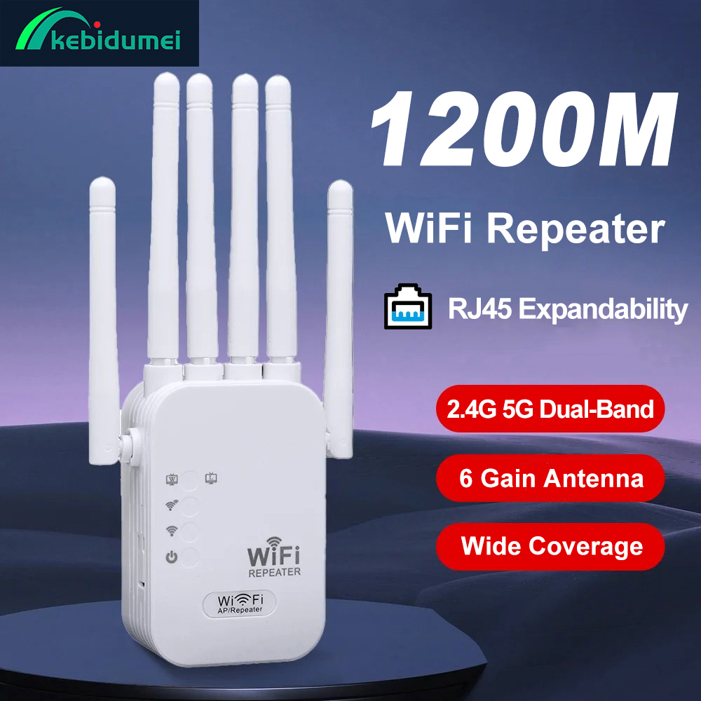 Kebidumei 1200Mbps ワイヤレス WiFi リピーター WIFI エクステンダー信号ブースター 2.4 グラム 5 グラムデュアルバンドネットワーク 802.11ac WiFi アンプルーター