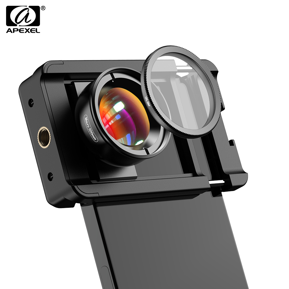 APEXEL 新しい Upgrated 100 ミリメートルマクロレンズ携帯電話レンズ 4 K HD マクロレンズ CPL フィルター多機能電話クリップスマートフォン用