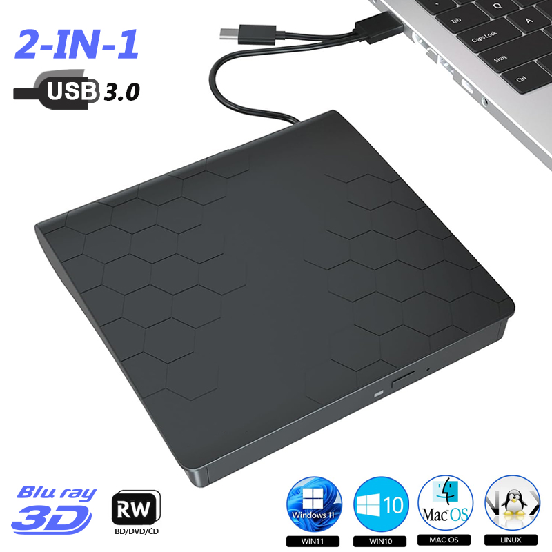 外部ブルーレイドライブ USB3.0 タイプ C CD DVD BD RW プレーヤーバーナーポータブル光学ドライブ Macbook ラップトップデスクトップ PC