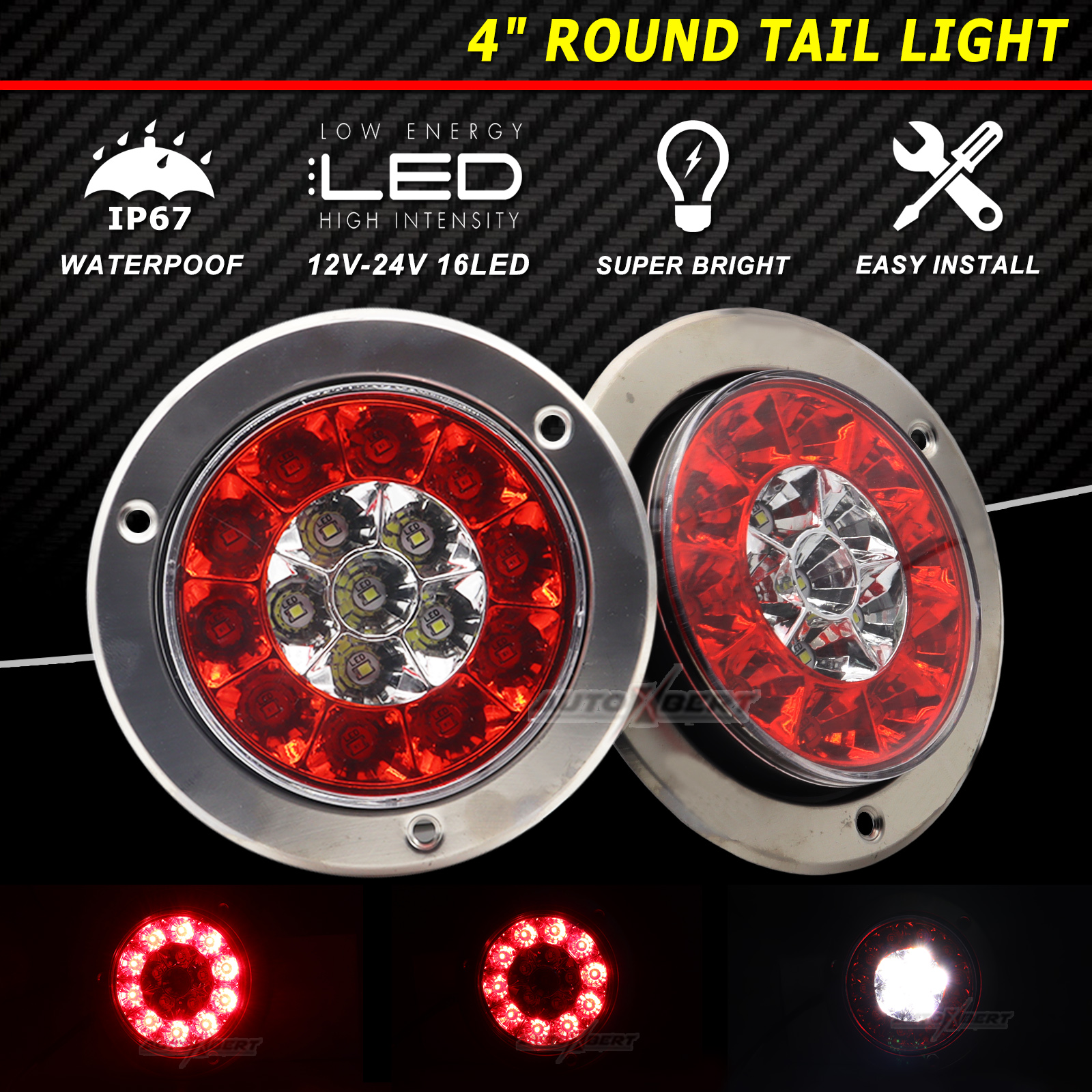 2 個 12 V 24 V 防水トラックトレーラーラウンドバンパーテールライトブレーキ赤色 LED リアランプトラクターバン RV UTV UTE バスキャラバンバス