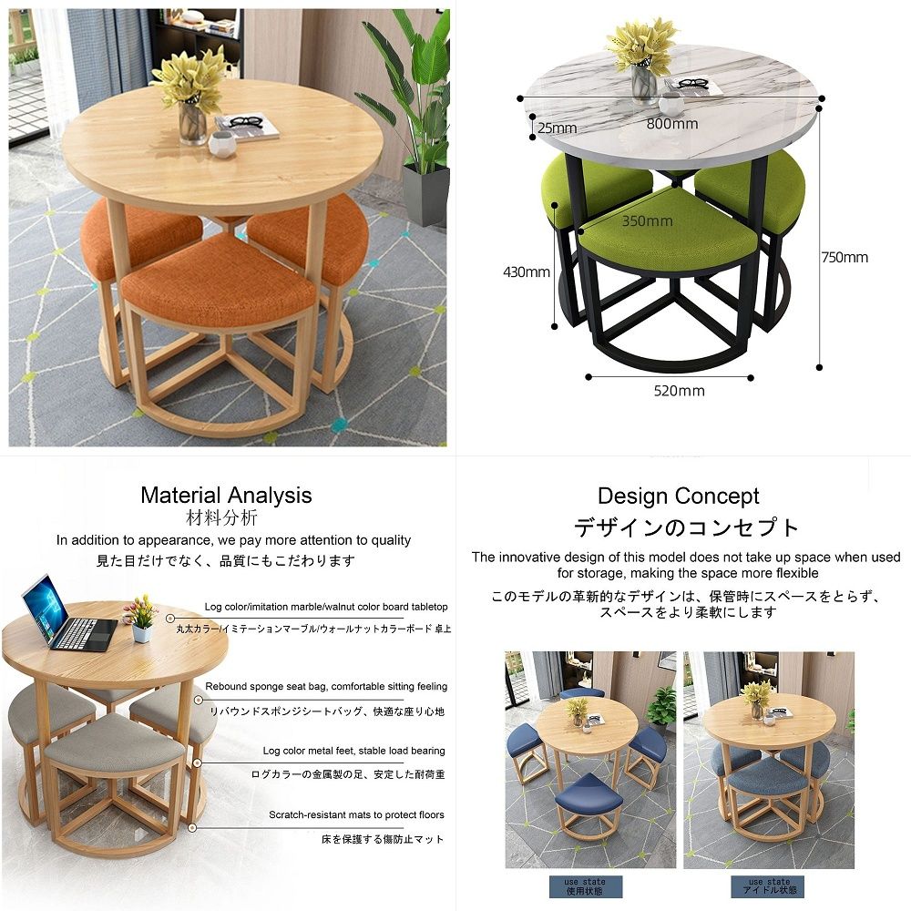 小さなコーヒーテーブル、ラウンドダイニングルームテーブルセット、4人用のキッチンテーブルと椅子セット、オフィスビジネスホテルロビーダイニングテーブルセット、
